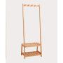 Cxjff Floor Standing Coat Rack Clothes Hat Stand Floor Standing Coat Rack Clothes Hat Stand Hanger 2 Layers Pole 5 Hooks Solid Wood, 60 39 170CM Hanger Modern (Color : Log Color)