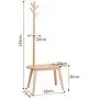 Free Standing Coat Hat Rack, Shoe Bench, Storage Stand, Wooden Modern Multi-Function Adult Kidss Hanger, for Entryway Bedroom Jacket Clothes