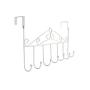 Hooks Over The Door Hook Organizer Rack Hanging, 7 Hooks, Over Door Storage Rack ? Organizer Hooks for Coats, Hats, Robes, Clothes or Towels (White)