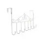 Hooks Over The Door Hook Organizer Rack Hanging, 7 Hooks, Over Door Storage Rack ? Organizer Hooks for Coats, Hats, Robes, Clothes or Towels (White)