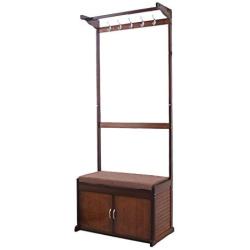 Bamboo Coat Rack Multifunction Storage Floor Coat Bench Change Shoe Bench Shoe Rack Hall Clothes Hanger Hangers Cabinet Brown