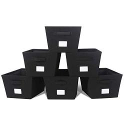 MAX Houser Fabric Cloth Storage Bins,Foldable Storage Cubes Organizer Baskets with Dual Handles for Home Bedroom Storage,Set of 6(Black)