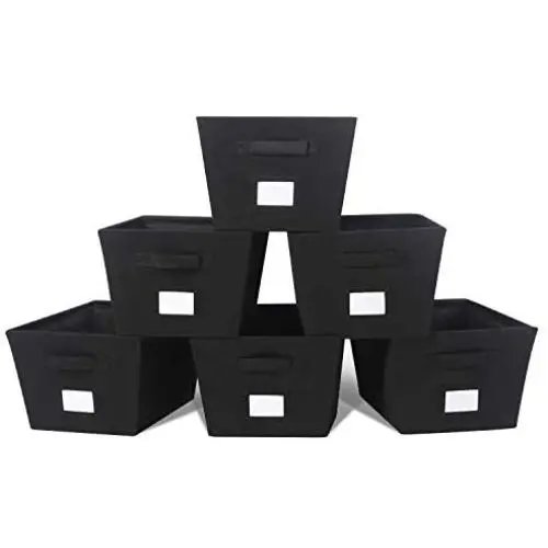 MAX Houser Fabric Cloth Storage Bins,Foldable Storage Cubes Organizer Baskets with Dual Handles for Home Bedroom Storage,Set of 6(Black) MAX Houser Fabric Cloth Storage Bins,Foldable Storage Cubes Organizer Baskets with Dual Handles for Home Bedroom Storage,Set of 6(Black)