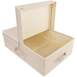 iwill CREATE PRO Fabric Folding Storage Boxes with Lid, Closet Storage Basket for Underpants, Scarves etc, Beige