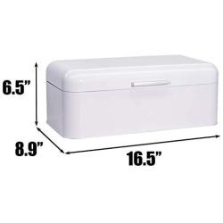 Large Glossy White Bread Boxes - Extra Large Storage Container for Loaves, Bagels, Chips & More: 16.5" x 8.9" x 6.5" | Bonus Recipe EBook