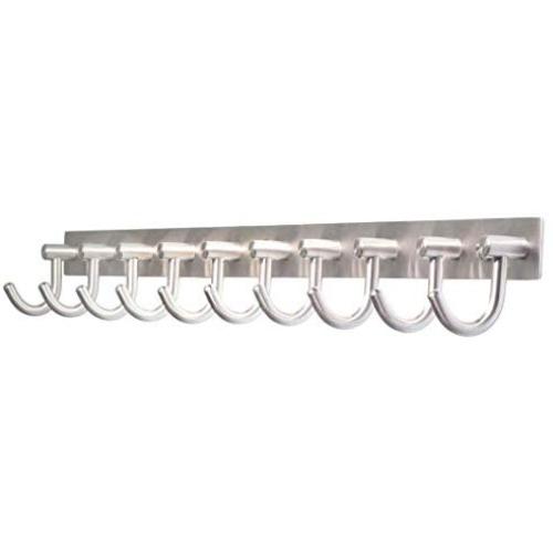 WEBI 10 J-Hooks Plus, Sturdier Stainless Steel 304 Large Coat Hook Rail Hat Bath Robe Clothes Hanger Rack Mugs Holder Home Storage for Office, Kitchen, School, Entryway, Wall Mounted, Brushed Nickel