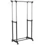 Portable Double Rail Adjustable Garment Rack Rolling Clothes Hanger Heavy Duty New #560