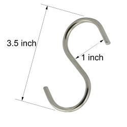 Hulless 3.5 Inch S Shaped Hanging Hooks Solid Stainless Steel S Hooks Kitchen Hooks for Spoon Pan Pot Hangers Multiple Uses 20PCS.