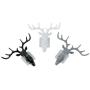NUOBESTY Antler Iron Wall Hook 3Pcs, 3D Metal Clothes Hanger Christmas Room Decor Stereoscopic Deer Head Door Coat Rack Hat Cap Holder Organizer for Home Bathroom - White