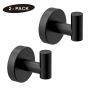POKIM Matte Black Towel Hook Stainless Steel Bathroom Rustproof Clothes Towel Robe Hook Wall Mounted，Toilet Kitchen Heavy Duty Door Hanger（ 2 Pack ）