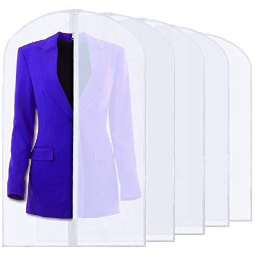 Plixio 40" Clear Plastic Hanging Garment Bags for Clothes Storage - Suits, Dresses & Clothing Bags - (5 Pack)