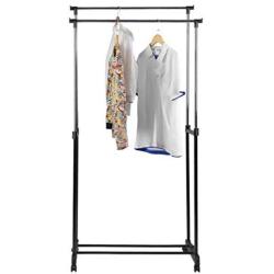 Genuine store Garment Racks, Double Rail Adjustable Rolling Clothing Laundry Rack - Heavy Duty Clothes Hangers with Wheels - Easy to Assemble