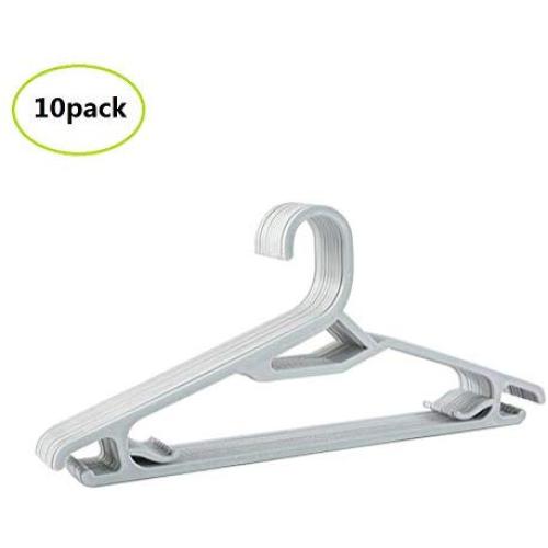 Nutteri 10/20 Pack Plastic Hangers, Plastic Clothes Hangers,Ideal for Everyday Standard Use, Clothing Hangers (Grey, 10)