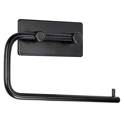 Sumnacon Stainless Steel Toilet Roll Paper Holder 3M Self Adhesive, Rustproof Bathroom Kitchen Tissue Holder Towel Hanger Hook Wall Mount(Black)