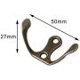 WODE Shop 25 Pieces Double Prong Robe Hook Rustic Hooks, Wall Mounted Hook Coat Hooks Retro Cloth Hanger with 50 Pieces Screws (Bronze Color)