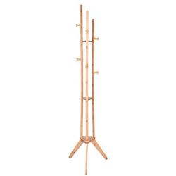 Kasenxet Bamboo Tree Garment Clothes Coat Hat Umbrella Portable Hanger Stand Rack with 3-Tier Storage Shelves and Hooks