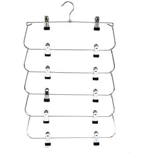 Quality Foldable 6 Tier Skirt Pants Cloth Hanger Heavy Duty Metal (1) Quality Foldable 6 Tier Skirt Pants Cloth Hanger Heavy Duty Metal (1)