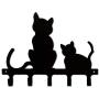Cxjff Black Metal Wall-Mounted Coat Hooks Key Holder, Clothes Coat Hat Decorative Wall Hooks Robe Hanger, Cat Design 5-Hooks Rack (Size : 32 ×24 cm)