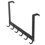 Over The Door Hook Hanger, FLE SUS304 Stainless Steel Heavy-Duty Organizer Rack for Coat, Towel, Bag, Robe - 6 Hooks (Black)