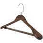 TRIXES 5PC Wooden Hangers ?Clothes Suits Coat Hangers ? Stylish Dark Oak ? Non-Slip ? with Trouser Bar ? Wide Shoulder ? Swivel Hook - Color Brown -45cm