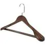 TRIXES 5PC Wooden Hangers ?Clothes Suits Coat Hangers ? Stylish Dark Oak ? Non-Slip ? with Trouser Bar ? Wide Shoulder ? Swivel Hook - Color Brown -45cm