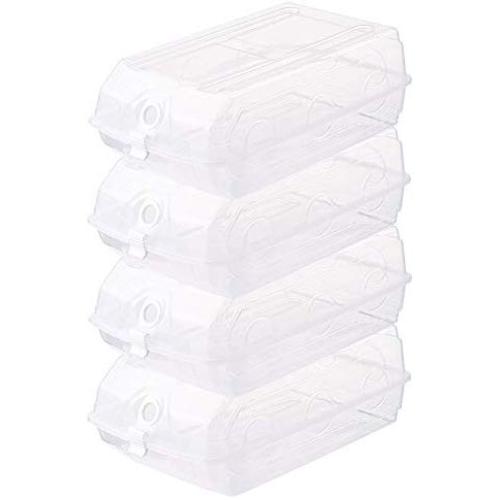 Gudessly Plastic Clear Stackable Storage Boxes Drawer Dustproof Shoe Container/Rack Shoe Organizer with Clear Windows(Transparent-4 PCS)