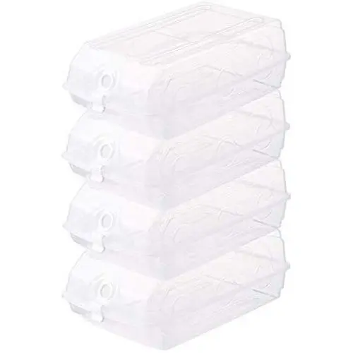 Gudessly Plastic Clear Stackable Storage Boxes Drawer Dustproof Shoe Container/Rack Shoe Organizer with Clear Windows(Transparent-4 PCS)