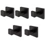 Aothpher 5 Pack Classic Wall Mounted Stainless Steel Bathroom Towel Coat Hook Rack Kitchen Cloth Hanger, Matte Black