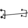 MyGift Black Metal Wall Mounted Faucet Design Closet Rod Garment Rack/Hanging Clothes Bar Display