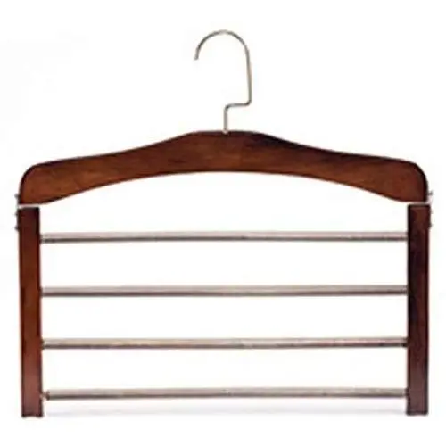 Lovt 4-Layers Wooden Pants Hangers, Non Slip Wood Hangers, Space Saving Clothes Hangers with 180° Rotating Hook, Heavy Duty Trousers Hanger, Closet Storage Organizer (Dark Brown)