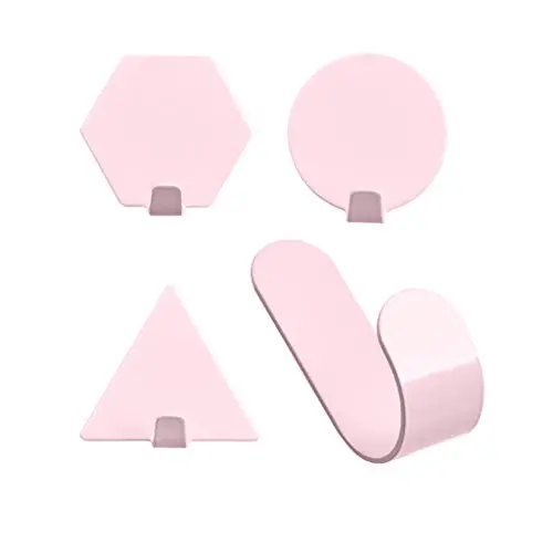 Gallity Self Adhesive Hooks, 4 Pack of Heavy Duty Wall Hooks Stainless Steel Waterproof Stick on Hooks Clothes Coat Key Hanger (Pink) Gallity Self Adhesive Hooks, 4 Pack of Heavy Duty Wall Hooks Stainless Steel Waterproof Stick on Hooks Clothes Coat Key Hanger (Pink)