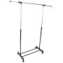 AOOLIVE Adjustable Rolling Clothes Rack Single-Bar Rail Hanging Garment Hanger Wheeled