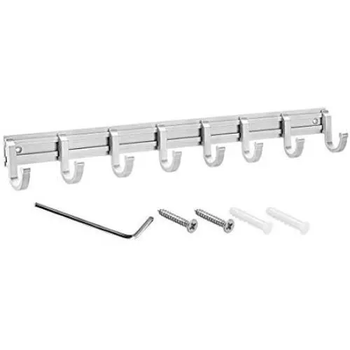 uxcell Wall Mounted Adjustable Silver 8 Hangers Towel Hat Coat Clothes Wall Hook Rack Rail uxcell Wall Mounted Adjustable Silver 8 Hangers Towel Hat Coat Clothes Wall Hook Rack Rail