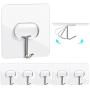 MOPMS Wall Hooks Command Hooks Heavy Duty Transparent Reusable Hooks for Hanging, 6 Pack