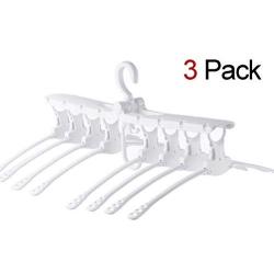 HOMEDECISION Premium Innovative Magic Folding Clothes Hanger,360 Degree Rotating Hooks,Saving 70 Percent of The Space,Durable and Non-Slipping Foldable 8 in 1 Closet Organizer Hanger,Pack of 3