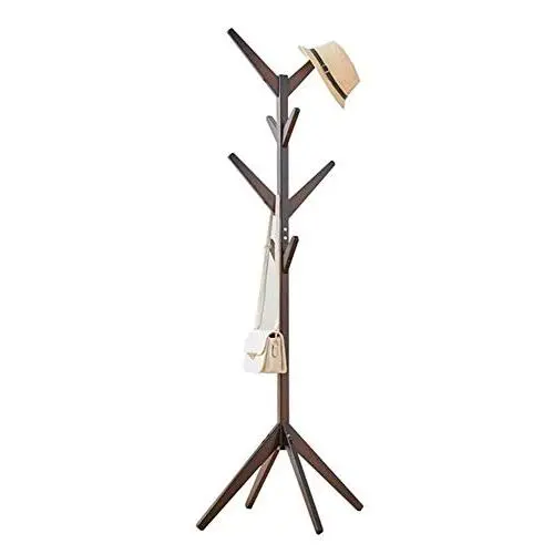 TD Racks Simple Bedroom Coat Rack Solid Wood Hangers Landing Clothes Rack Household Simple Bag Rack (Color : Brown)