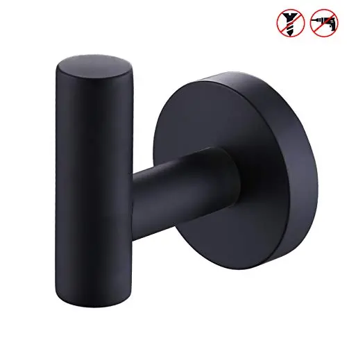 KES Robe & Towel Hooks Matte Black Bathroom Lavatory Wall Mount Single Coat Hook, SUS304 Stainless Steel Holder Hanger A2164-BK