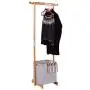 Tangkula Laundry Hamper Garment Rack, Bamboo Coat Organizer with Clothes Hanger and Storage Shelves (26W)