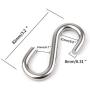 Hamineler 5 Pack 304 Stainless Steel S Shaped Hooks 3.2Inch Long 5/16 Inch Thickness Heavy Duty S Metal Hanging Hooks