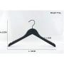 Luxury Black Wooden Hanger for Shirts, 38cm Length, Clothes Hanger (10pcs)