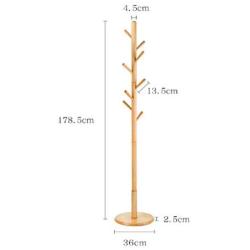 XuYuanjiaShop Free Standing Coat Rack Solid Wood Coat Rack Indoor Bedroom Office Hanger Multi-Hook Drying Clothes Rack Entryway Coat Hanger Stand