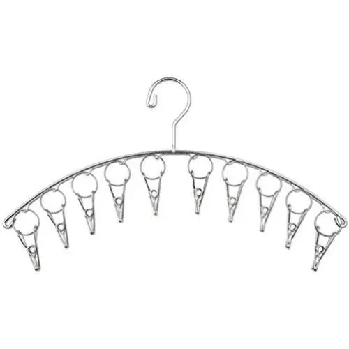 DurReus Strong Stainless Steel Laundry Drying Rack Clothes Hanger with 10 Clothespins Indoor Space Saver Hanging Clothing Organizer Mitten Sock Hangers