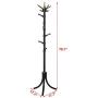 Coat Rack, Metal Frame Coat Tree,Free Standing Entryway Hat Coat Jacket Holder,Clothes Hanger with Base Stand Purse Rack Hall with 14 Rotating Plastic Hooks [Shipped from The US] (Black)