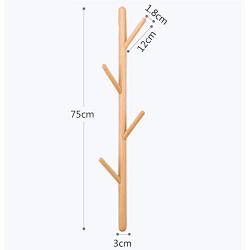 JIAYING Tree Wall Hanging Coat Rack， Clothes Hanger ，Clothes Racks with 4 Hooks for Living Room, Bedroom, Study, Bathroom,Ktchen，Living Room (Material : Beech Wood)