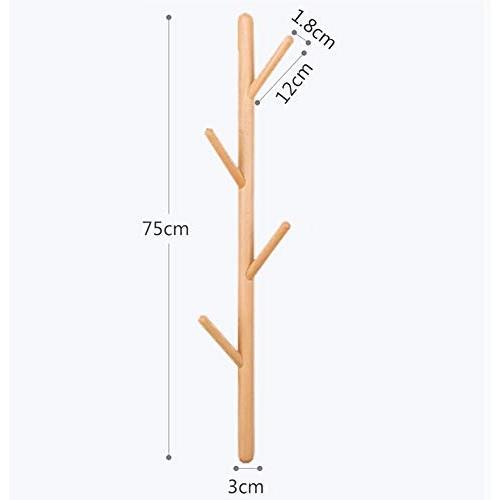JIAYING Tree Wall Hanging Coat Rack， Clothes Hanger ，Clothes Racks with 4 Hooks for Living Room, Bedroom, Study, Bathroom,Ktchen，Living Room (Material : Beech Wood)