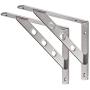 YUMORE Shelf Bracket 10'', Heavy Duty Stainless Steel Solid Shelf Support Corner Brace Joint Right Angle Bracket, The Bar with Hole to Hang Clothes Hooks or S Hook, 1 L Bracket with 2 S Hook,2 Pack