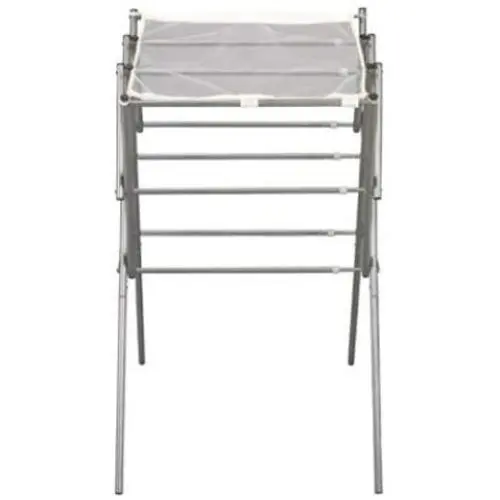 Household Essentials 5127 Collapsible Expandable Metal Clothes Drying Rack - Dry Wet Laundry Indoors - Satin Silver