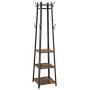 Pentaero 180X45X45Cm Vintage Simple Floor Coat Rack, Bedroom Hanger Belt, Industrial Coat Rack, Entryway Clothes Laundry Coat Stand with 8 Hooks 3 Shelves, Perfect for Clothes, Hat, Bag (Retro)
