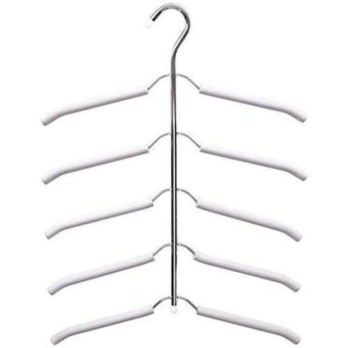 Clothes Racks Multi-Layer Clothes Hangers Anti-Slip Save Space Metal Iron Paint Hangers 5 in 1 Closet Storage Organizer for Clothes Pants Hanging, Standard Hangers
