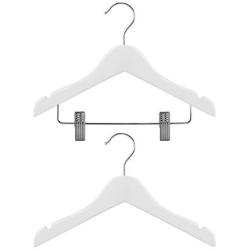 HANGERWORLD 12 White Wooden 11.8inch Kids Coat Clothes Garment Top Clip Hangers Closet Set Baby Toddler